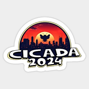 Cicada Sunset Silhouette 2024 Sticker